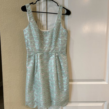 Bebe aqua mint silver scalloped sequin dress size small