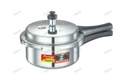 Indian Best Prestige Popular Plus Induction Base Print Cooker 67.6oz Silver