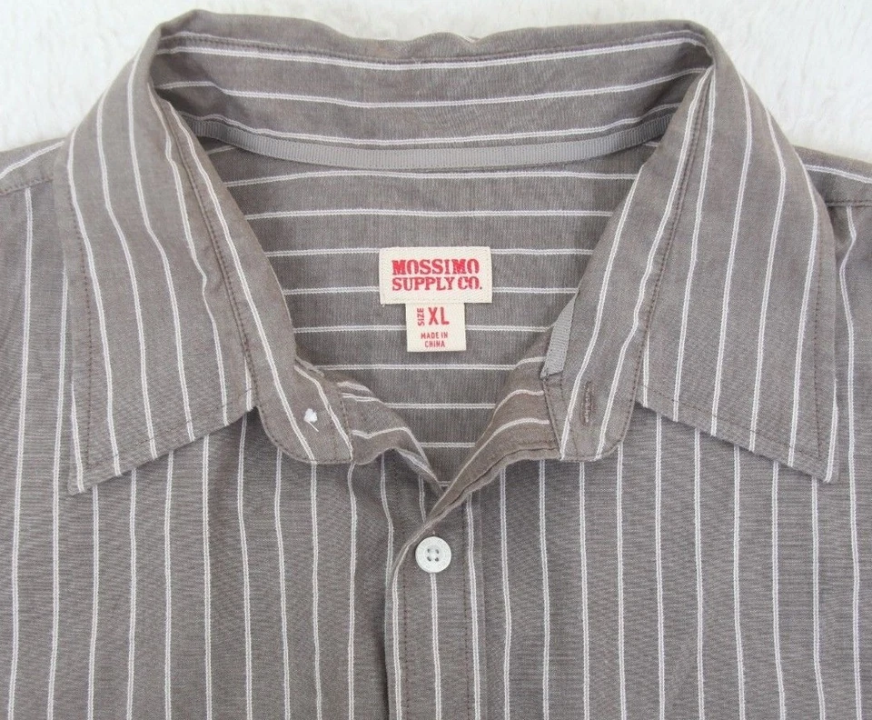 Camisa de Vestir Mossimo Manga Larga XL X-Large Gris Blanco Botón Frontal Para Hombre 1-778 Foto 3 de 4