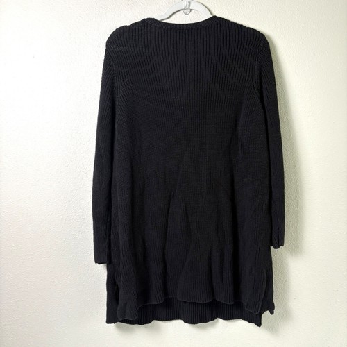 Maglione tunica maglia Eileen Fisher taglia 3X nero scollo a V pullover misto lino - Foto 3 di 10