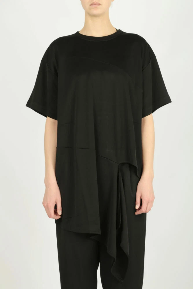 NEW MM6 MAISON MARGIELA T-SHIRT OVERSIZED ASYMMETRICAL TOP BLACK SIZE S SMALL *C