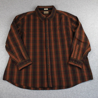 CE Schmidt Workwear Men's Shirt 3XL Orange Navy Plaid Long Sleeve Button Down