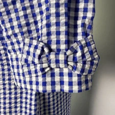 Crown & Ivy Blue and White Gingham Dress, Size Large, Bow Sleeves, Knee Length