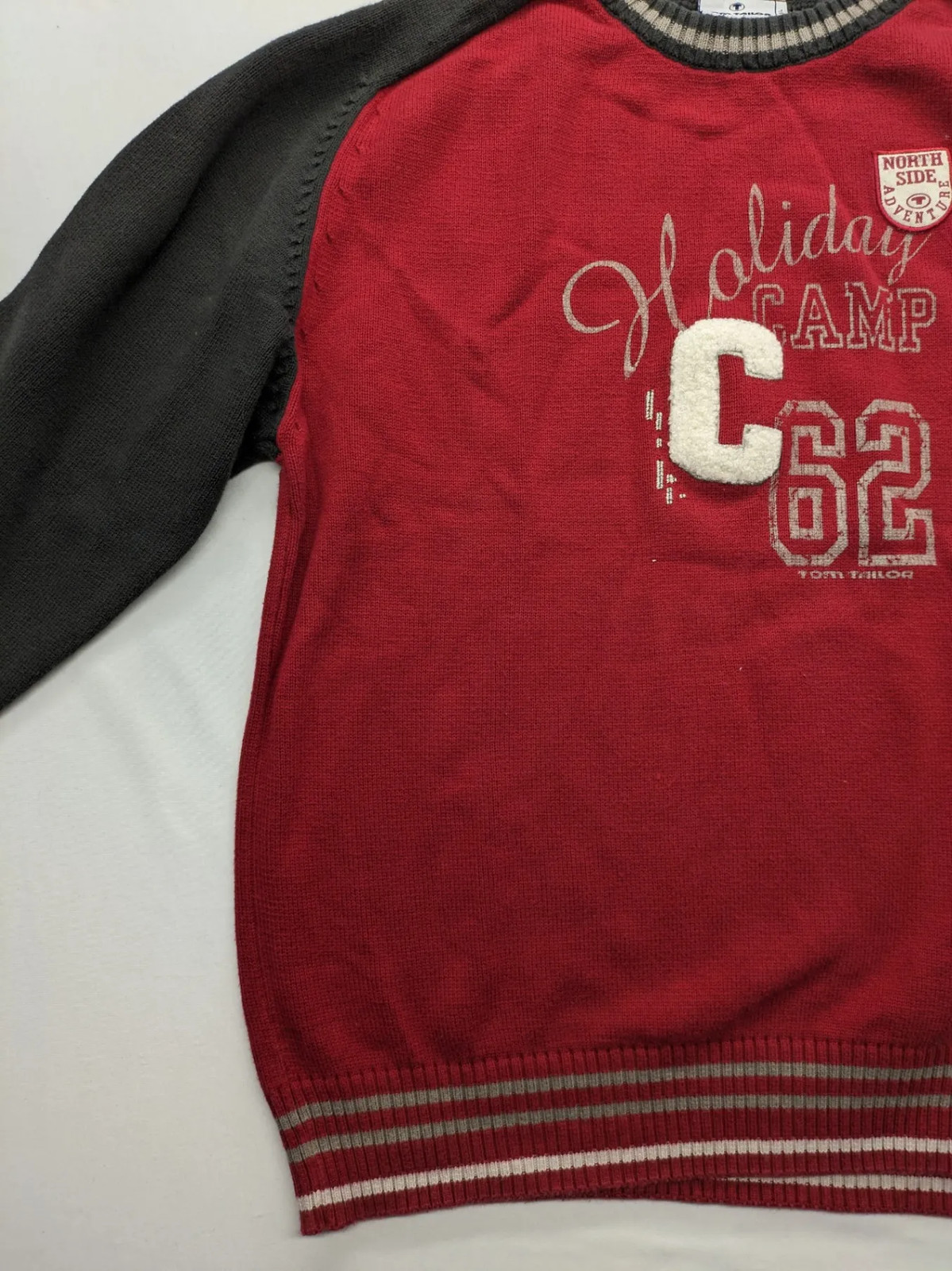 Tom Tailor Herren Pullover XL Rot Grau Strickpullover Langarm Baumwolle 2398 image 7