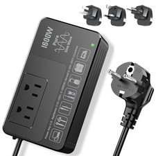 1600W Voltage Converter 220V to 110V, 2 lbs Pure Sine Wave for All US Appliances