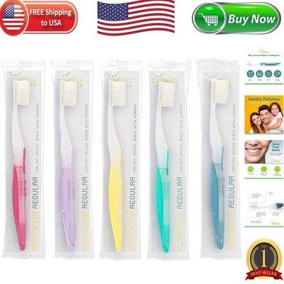 Extra Soft Regular Size Toothbrushes - Perfect for Sensitive Gums - 5 Pack
