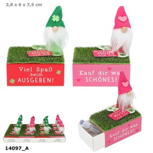 WUNSCHERFÜLLER Wichtel auf kleiner Schachtel Geldgeschenk Weihnachten Advent
