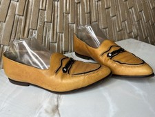 Vtg Maud Frizon Wmn Italy Leather Slip On Shoes Loafers Flats Sx Us 7.5 Tan