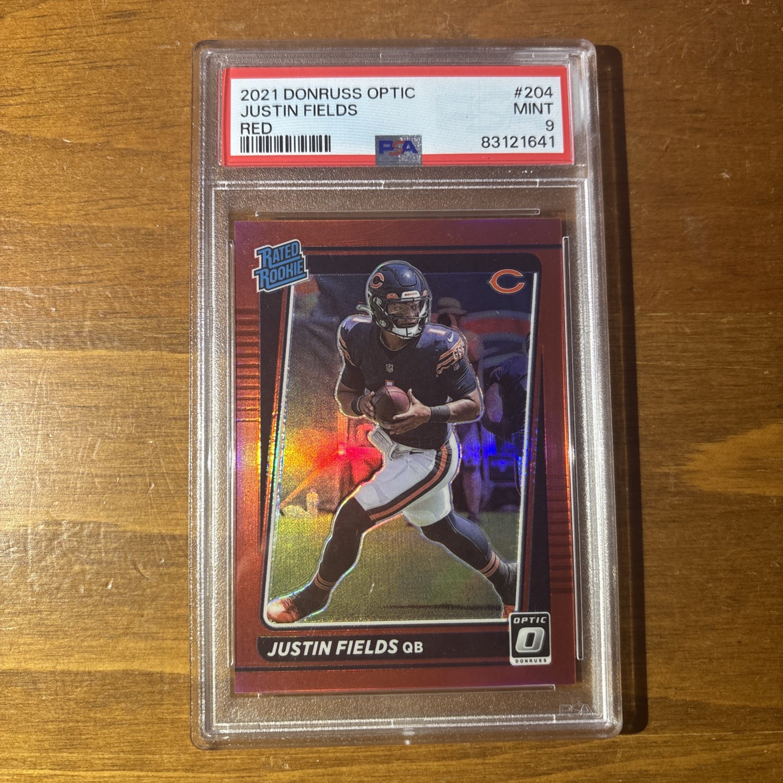 2021 Panini Donruss Optic - Rated Rookie Justin Fields #204 Red Prizm /99 PSA 9