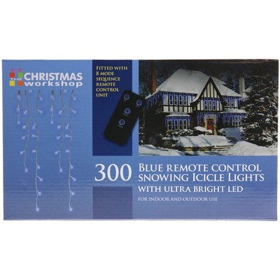 Weihnachts LED Lichter 300 hellblau Fernbedienung Schnee Eiszapfen Weihnachtsschmuck
