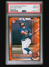 2022 Bowman Draft Jett Williams Orange /25 PSA 10 Pop 2 NY Mets RC