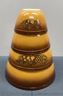 VINTAGE PYREX OLD ORCHARD MIXING BOWLS NESTING 401 - 404 - SET OF 4