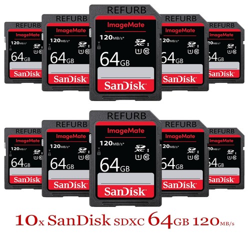10x SanDisk 64GB ImageMateSDXC UHS-I / Class 10 Memory Card, Speed Up to 120MB/s