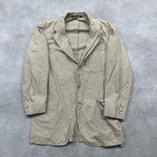 Polo Ralph Lauren Jacket Mens Large Vintage Made USA Houndstooth Blazer, Beige