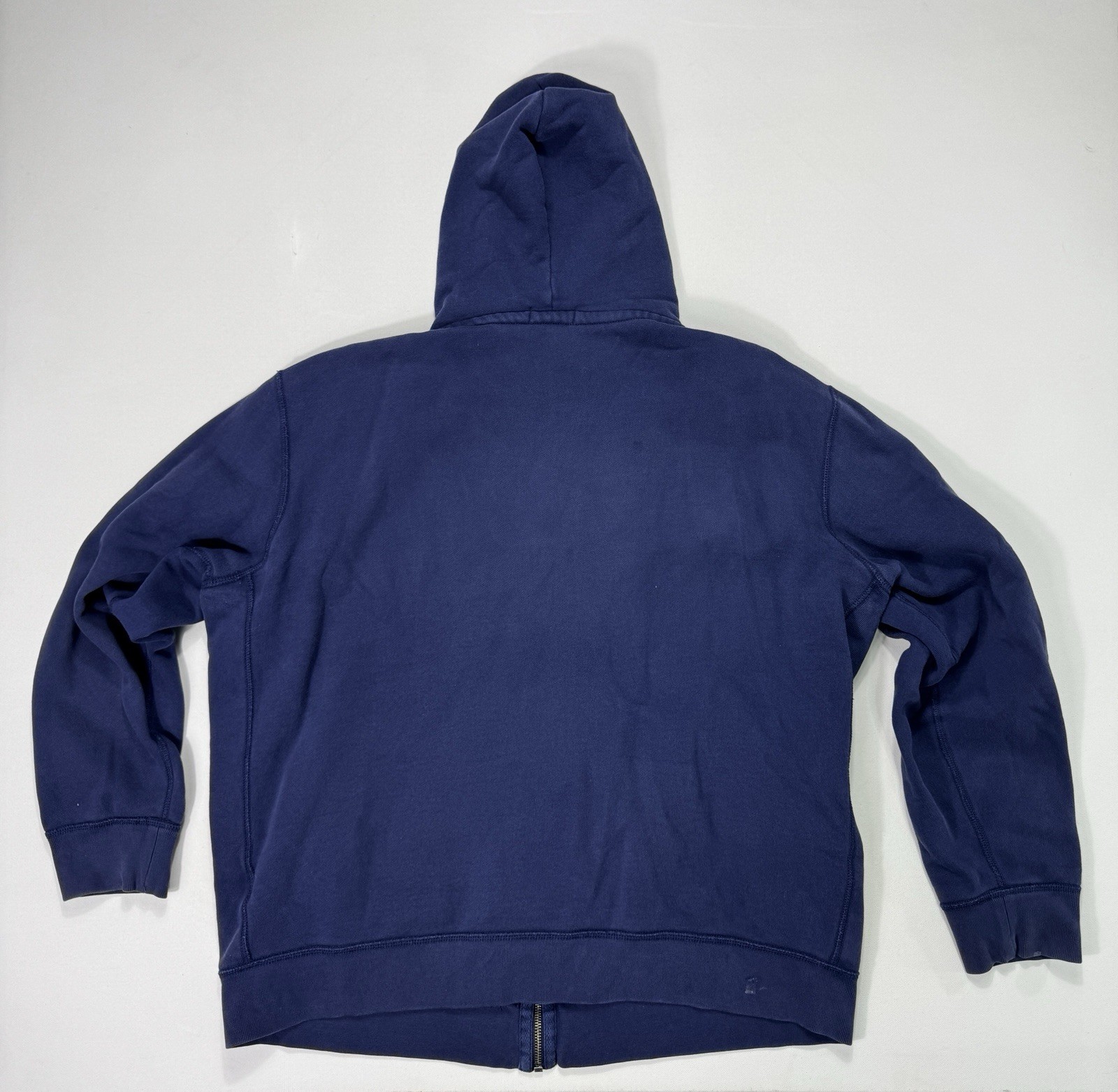 Polo Ralph Lauren blu bianco pony felpa con cappuccio uomo 2XL full zip outdoor strada moderna
