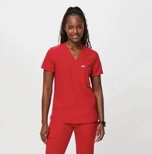 FIGS 2 Piece SET Pop Red Medium M Catarina Top Zamora Jogger Pants M Petite