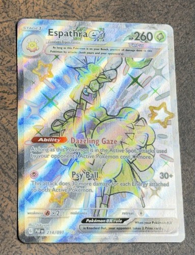 Espathra EX 214/091 Paldean Fates Shiny Ultra Rare Holo Pokémon Card