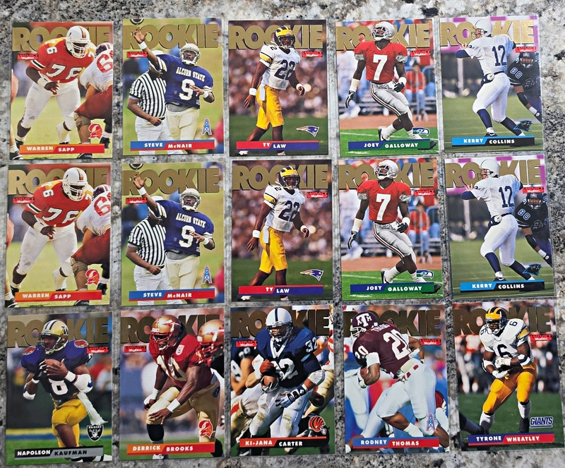 SkyBox Impact 1995 NFL Rookie 15-Card Lot Sapp McNair Law Galloway Collins