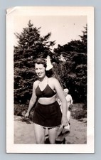 Vintage Black White Beach Photo Women in 1940s Swimsuits