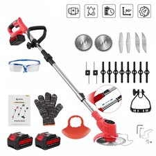 4-in-1 Cordless Strimmer Grass Trimmer Cutter Garden Lawn Edger + 2x 21V Battery