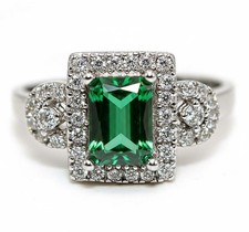 1CT Treated Emerald  Topaz 925 Solid Sterling Silver Ring Jewelry Sz 8