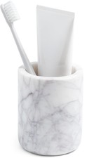 Marble Toothbrush Holder Cup for Bathroom, Real White Marble Stone Bathroom A...