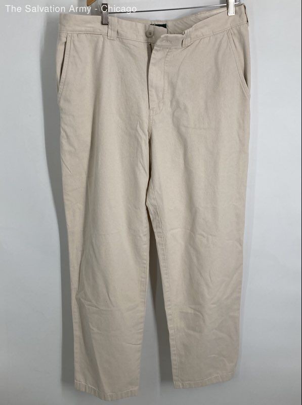 J.Crew Mens Beige Cotton Flat Front Classic Canvas Trouser Pants Size W35XL32