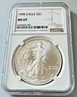 1998 American Silver Eagle Coin - NGC MS69 #6544436-049 ~ 300