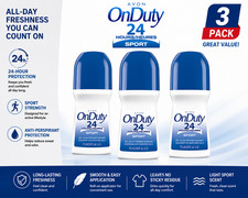 3 Pack Avon On Duty 24 Sport Roll-On Antiperspirant Deodorant 2.6 oz 24H Value P
