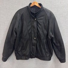 Remy Leather Mens Black Bomber Jacket Made in USA Vintage Size Medium