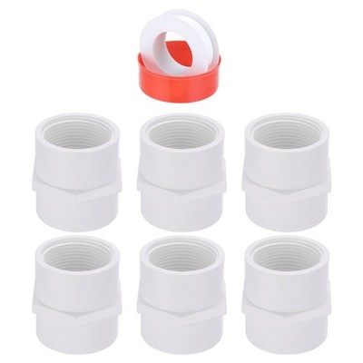 6-teilig PVC Überwurfmutter 1-1/4'' für SCH40 Steckkupplung, weiß