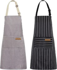 2 Pack Kitchen Cooking Aprons, Adjustable Bib Soft Chef Apron with 2 Pocket
