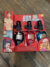 Vintage 2006 BOD Man Black Fragrance Body Spray Deodorant Set 3 Piece NOS