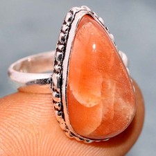 925 Silver Plated Sunstone Ring US 6 Handmade Jewellery JW