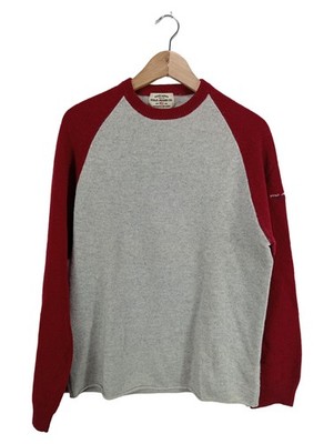 Ralph Lauren Polo Jeans Co. Pullover Herren M Lammwolle Grau Rot Raglan
