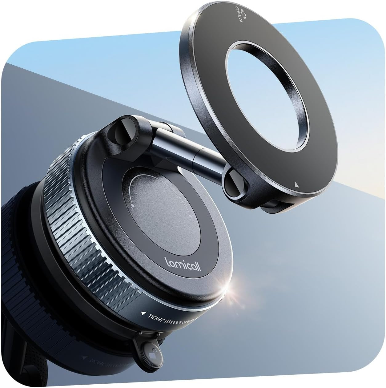 Lamicall Vacuum Magnetic Car Phone Holder, 2025 Upgraded Suction Cup Car Mount f