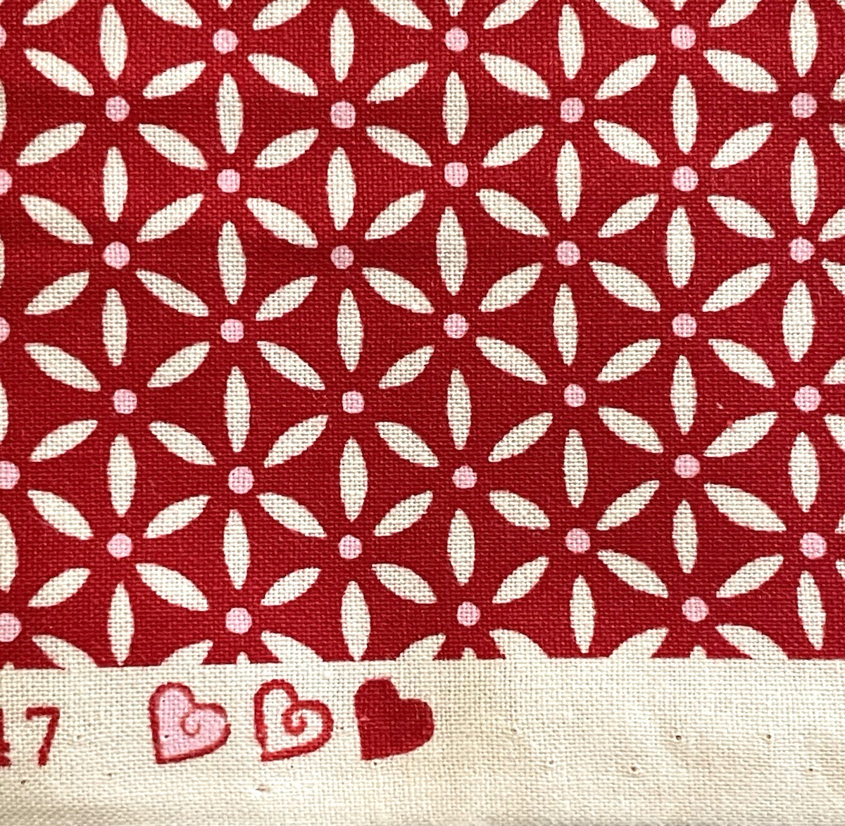 Moda Fabric Red Floral Pattern #19747 Made in Japan 100% Cotton 20 In x 42 In