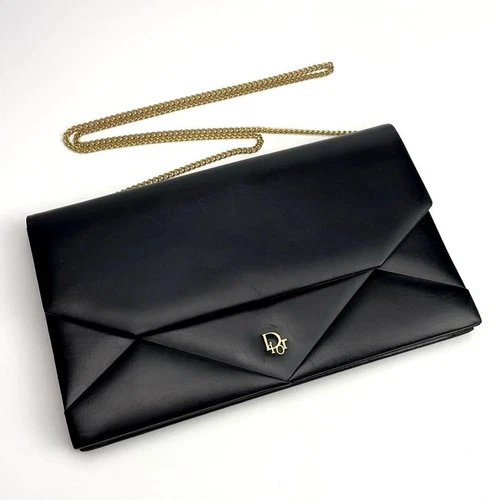 Christian Dior Sac Bandoulière Trotter 2 Voies Chaîne Cuir Noir Bandoulière