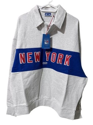 KITH X Rangers Vintage Nelson Rugby Shirt M Heather Grey Neu