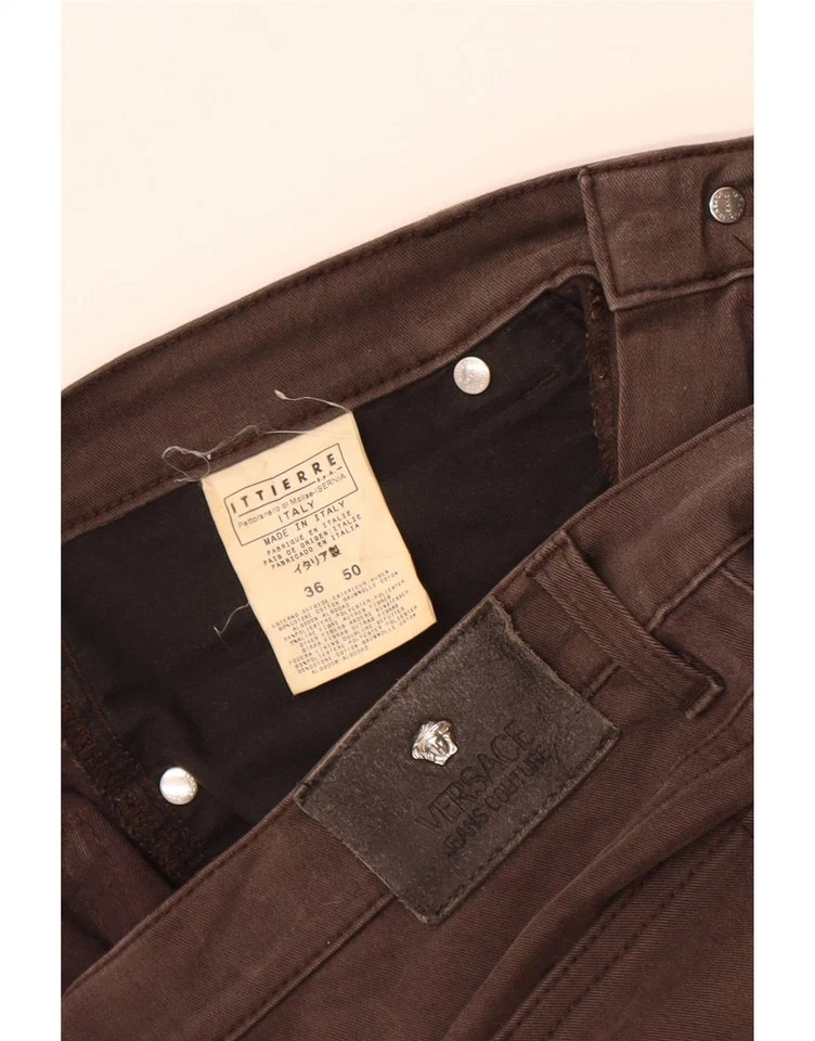 VERSACE Mens Ittierre Straight Jeans IT 50 Large W36 L29 Brown Cotton BQ01 - image 4 of 4