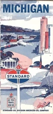 1964 STANDARD OIL Road Map MICHIGAN Saginaw Grand Rapids Flint Lansing Detroit