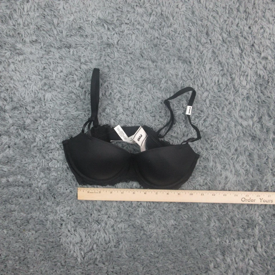 Sujetador ROSA Victoria's Secret Mujer 34C Negro Ligeramente Forrado Balconette Encaje Nuevo con Etiquetas Foto 2 de 4