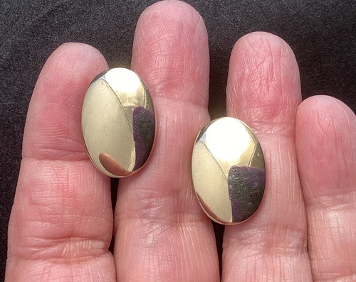 Vintage Signed Anson Oval Smooth Gold Tone Cufflinks - Picture 3 of 6
