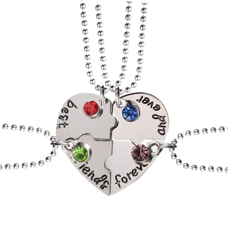 Pieces Set Best Friend Forever Necklace Broken Heart Splicing