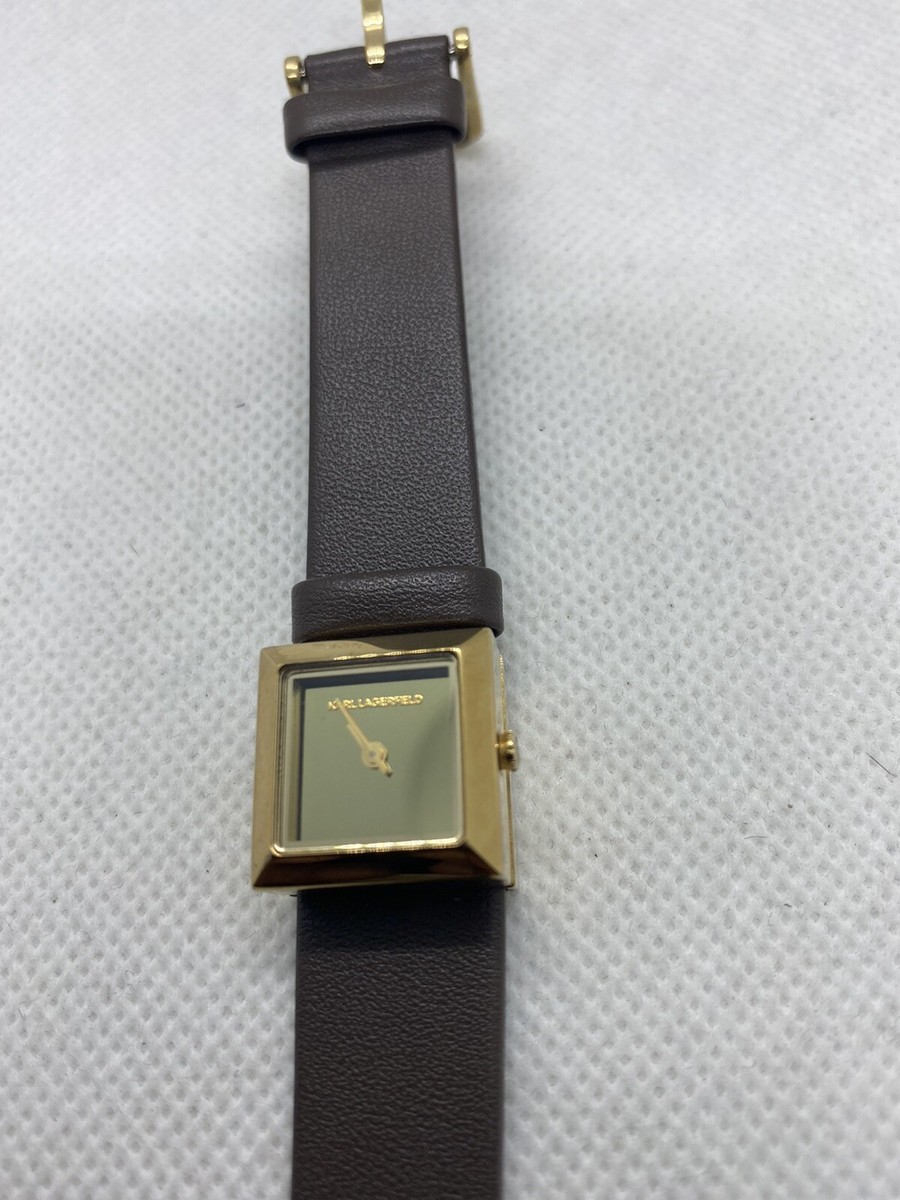 Karl Lagerfeld Minimalist Gold Bezel and Black Leather Strap Watch Karl Lagerfeld Gold Watch | eBay main image 4
