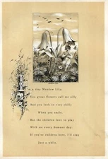 MEADOW LILY 1877 vintage art print fairy with poetry, 1877 illustration art