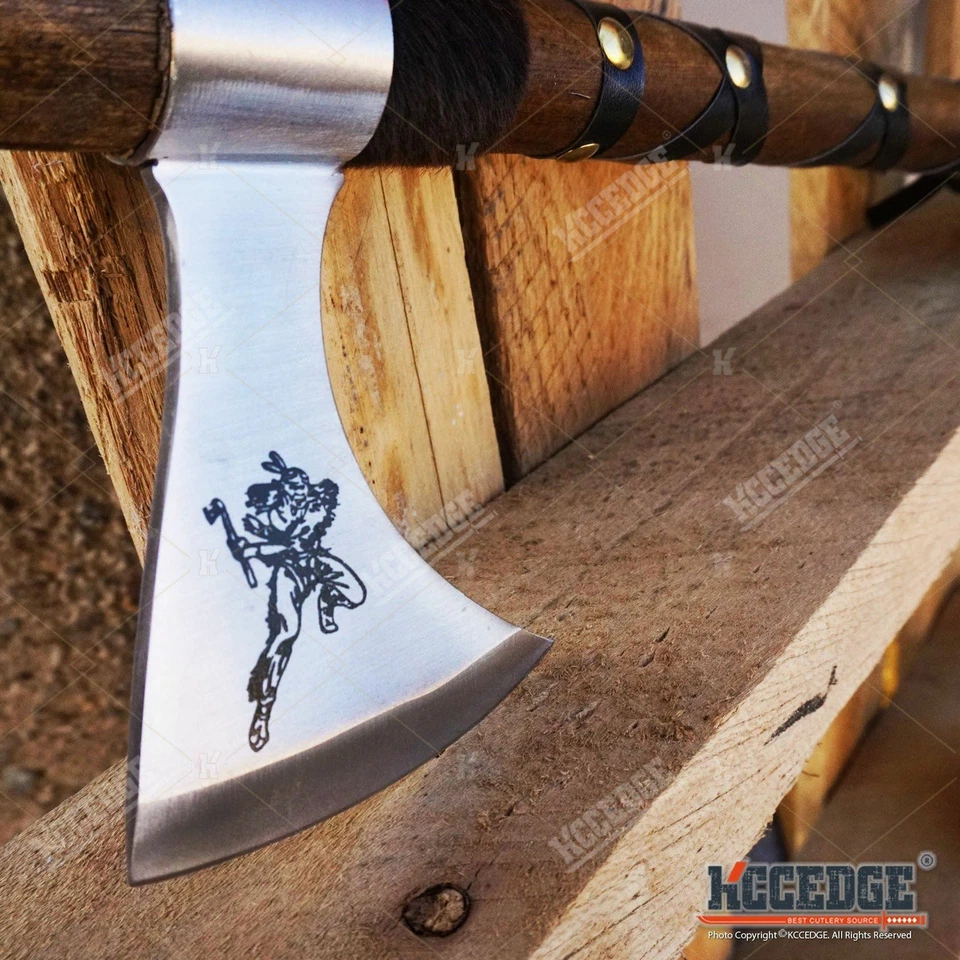 19" NATIVE AMERICAN PEACE PIPE TOMAHAWK COMBAT AXE Replica w/ Functional Pipe - Image 2 of 4