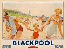Blackpool Great Britain Seacoast England Vintage Travel Advertisement Poster 