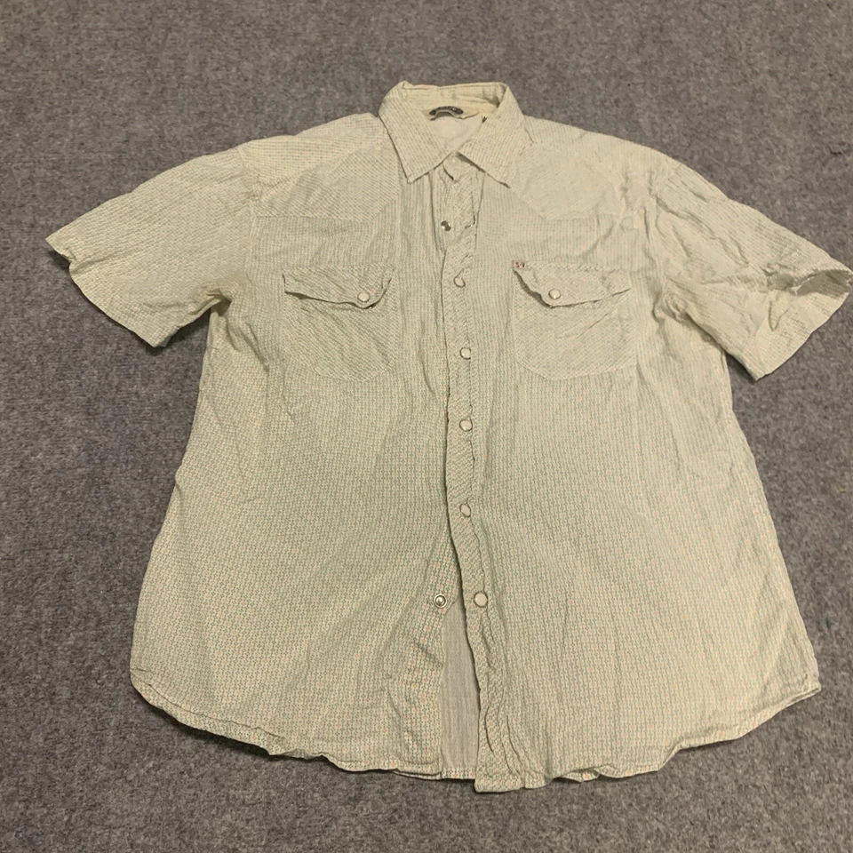 盐谷西部衬衫男式小号设计珍珠扣牛仔休闲牧场 — 第 2/4 张图片