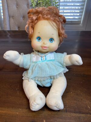 Vintage 1985 Mattel My Child Baby Doll w Moving Vinyl Head! Red Hair Blue Eyes!